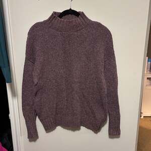 AKIRA Mock Neck Marled Plum/Purple Shaker Stitch Sweater XS